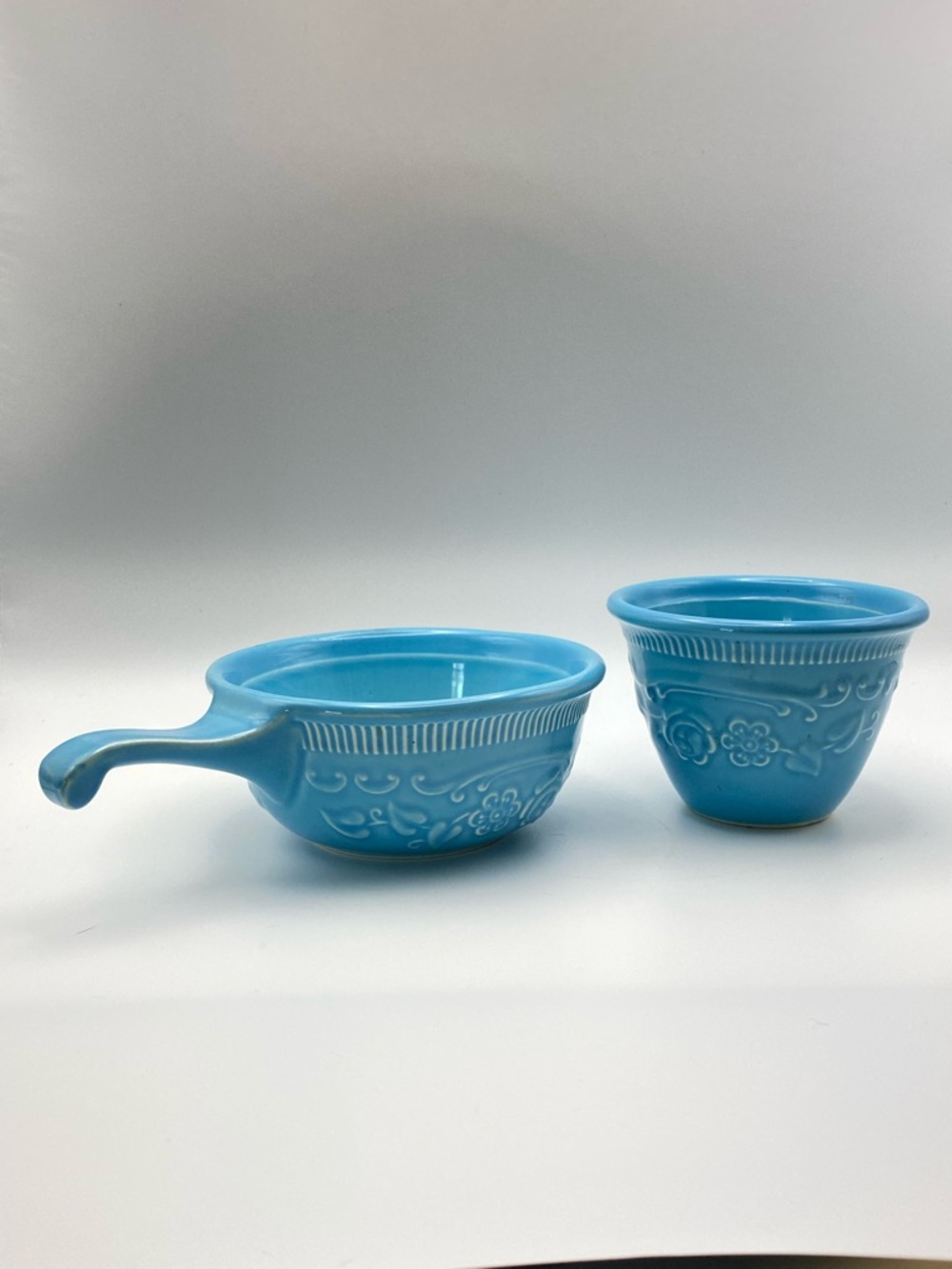 Vintage TS&T Genuine Oven Serve-Ware Turquoise Custard & Stick Bowl Retro MCM